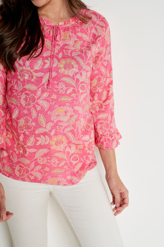 Pink Floral Flared Top, Pink, image 5